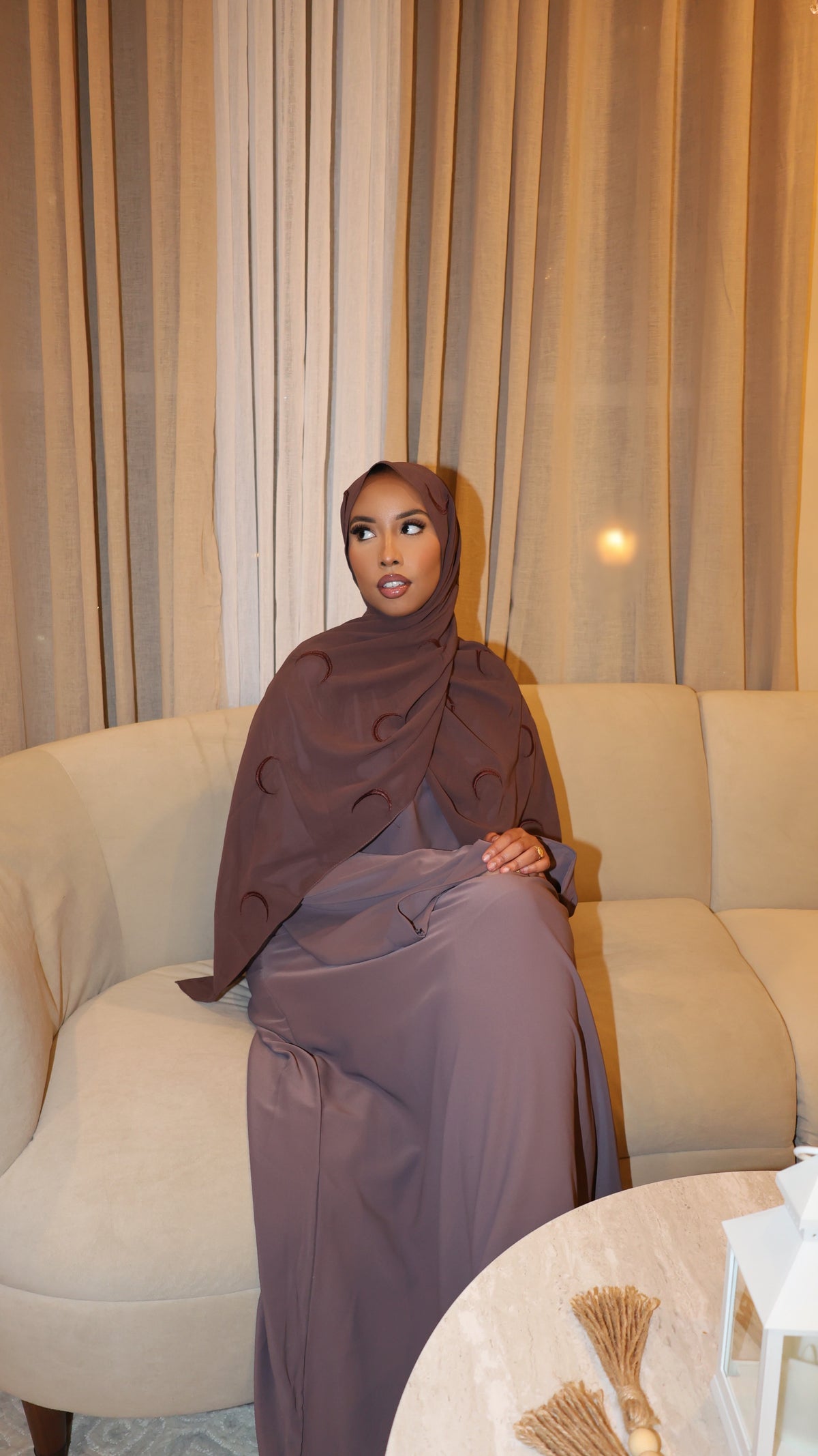 CRESCENT ABAYA - MAUVE BROWN