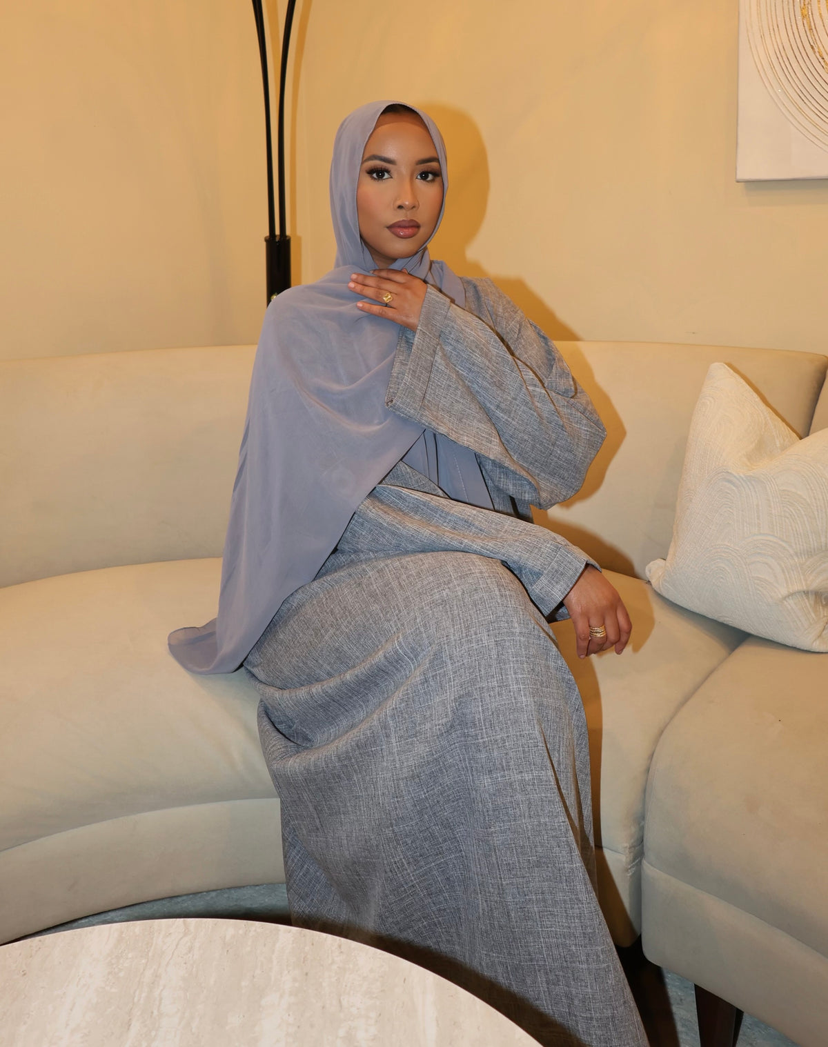 LINEN ABAYA - CLOUD