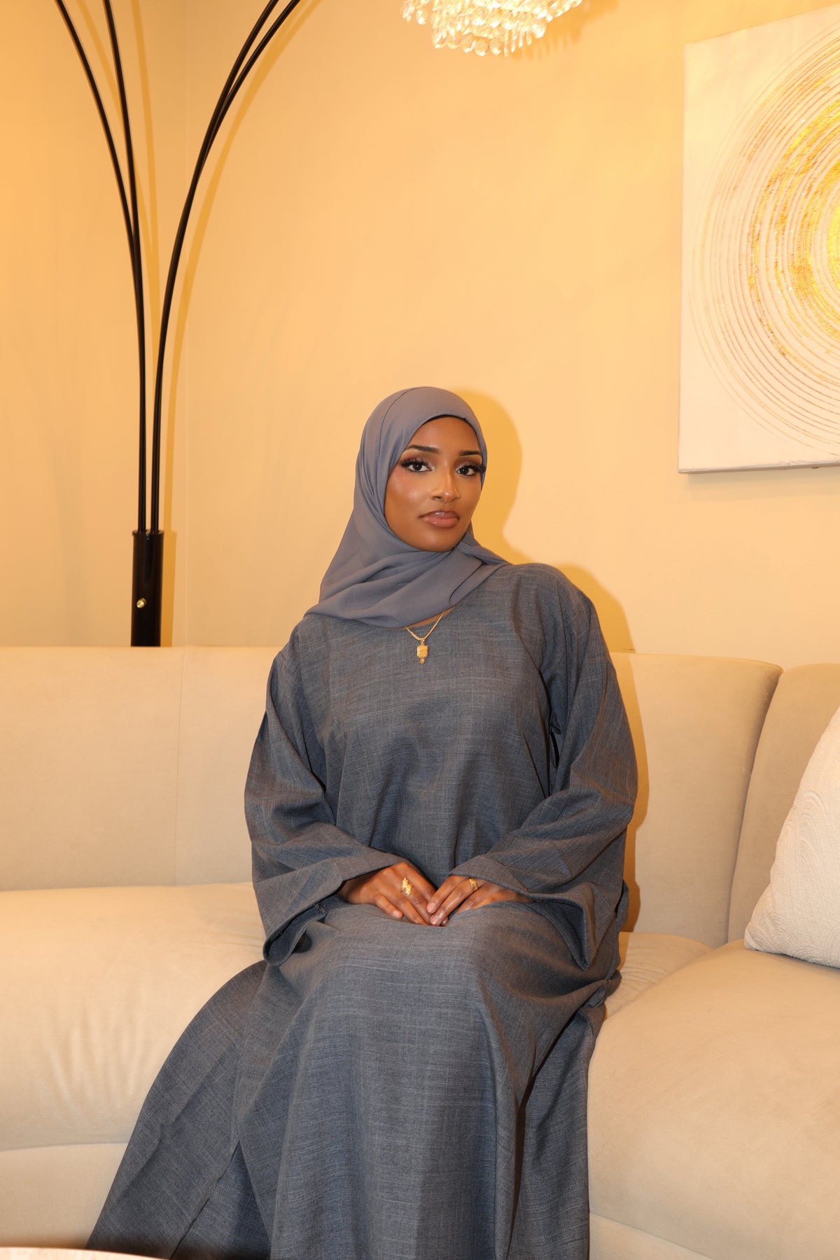 LINEN ABAYA - ASH GRAY