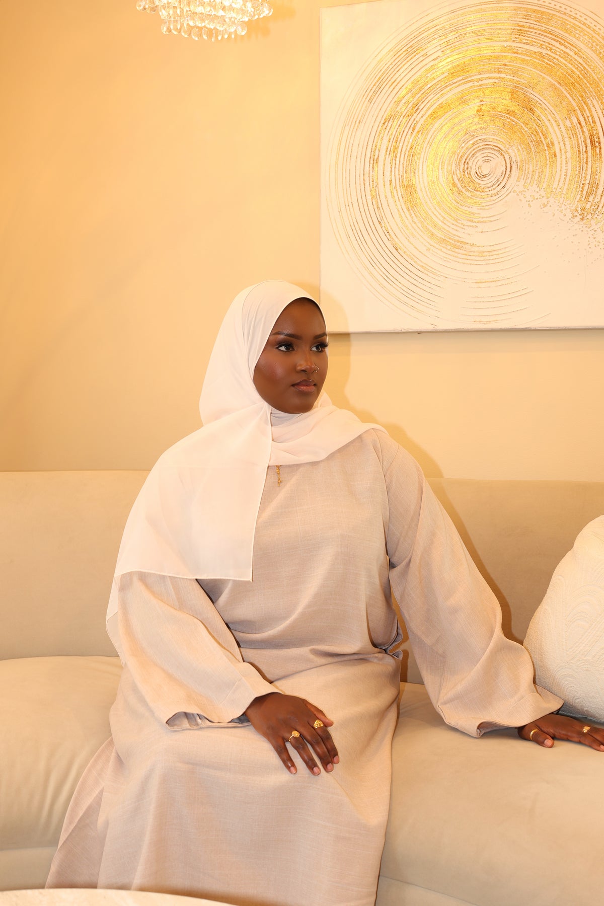 LINEN ABAYA - VANILLA