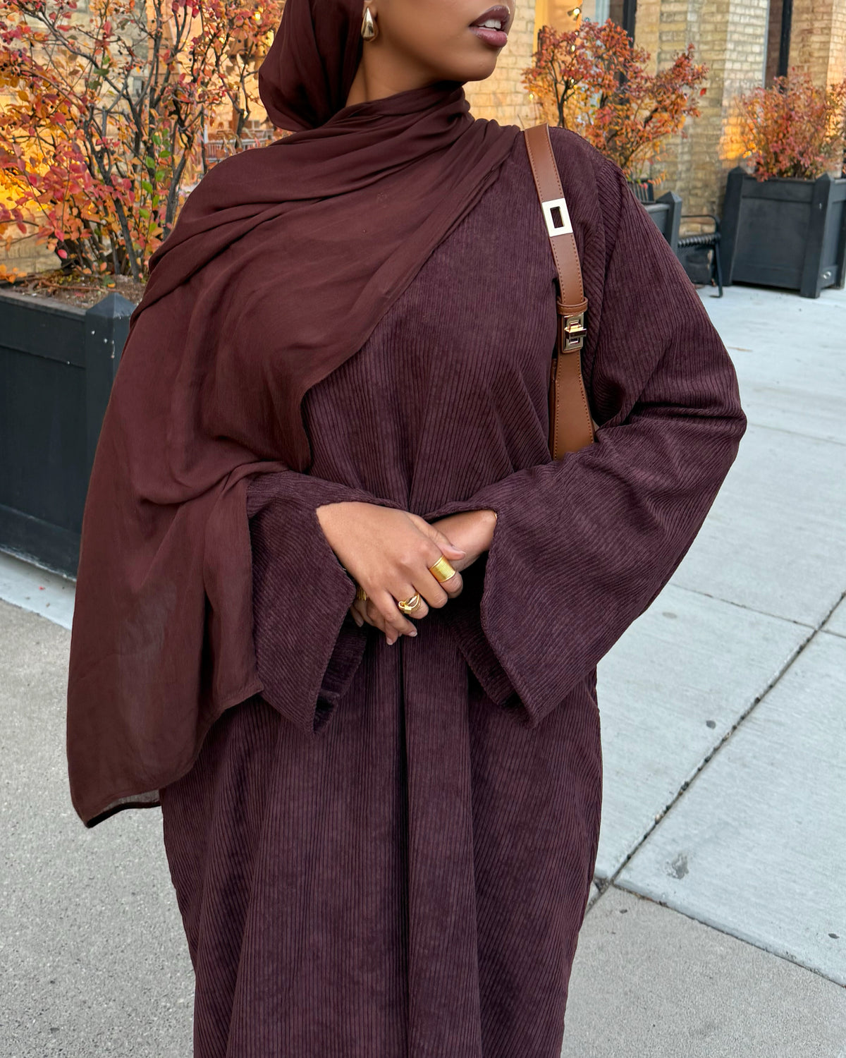 CORDUROY ABAYA - ESPRESSO